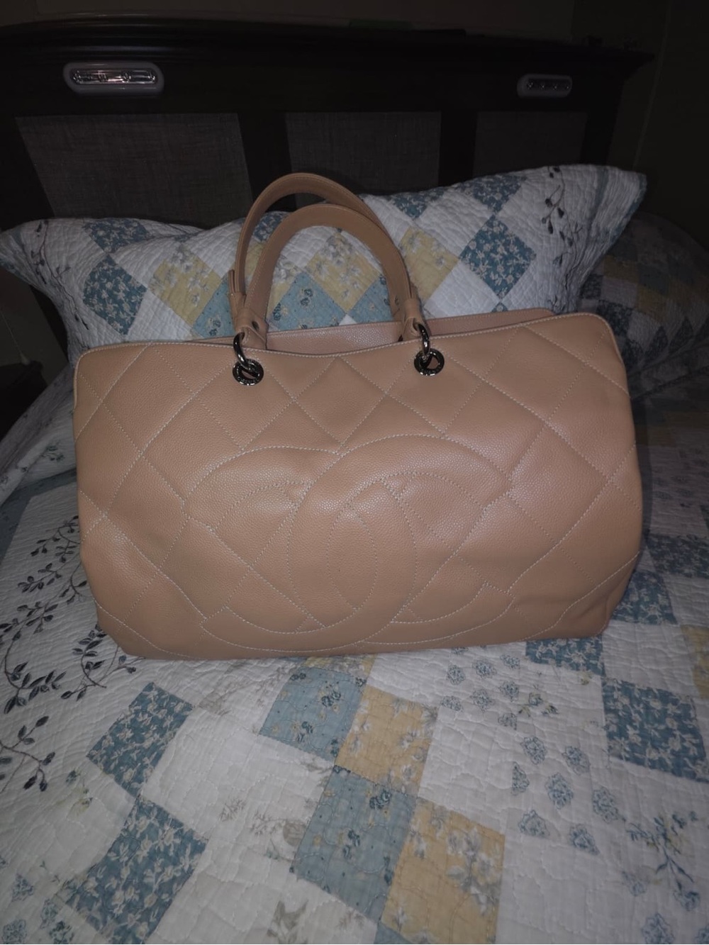 CHANEL Quilted Leather Tote in Tan